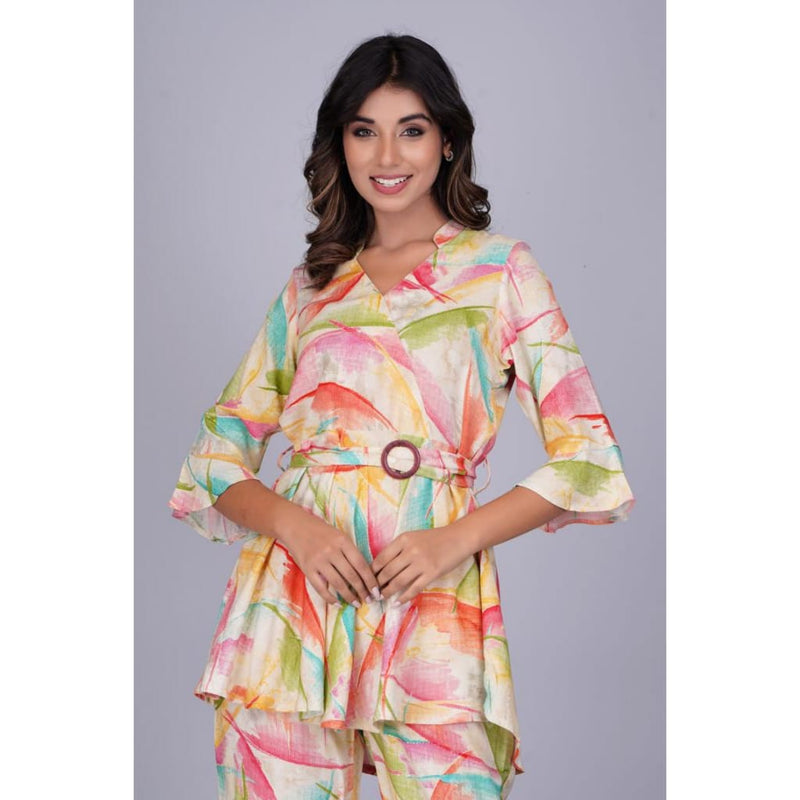 Multicolored Belted Co-ord Set (COM043)