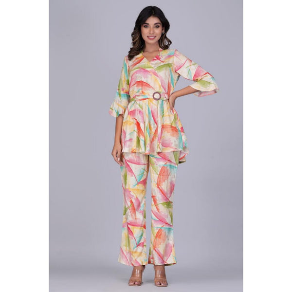 Multicolored Belted Co-ord Set (COM043)